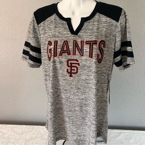 Women's SF Giants Gray and Black Blingy Rhinestone Short Sleeve Tee Large NWT